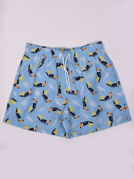 Men's swimsuit with bird prints toucan Turquoise