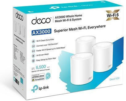 TP-LINK Deco X50 v1 WiFi Mesh Network Access Point Wi‑Fi 6 Dual Band (2.4 & 5GHz) in Triple KIt