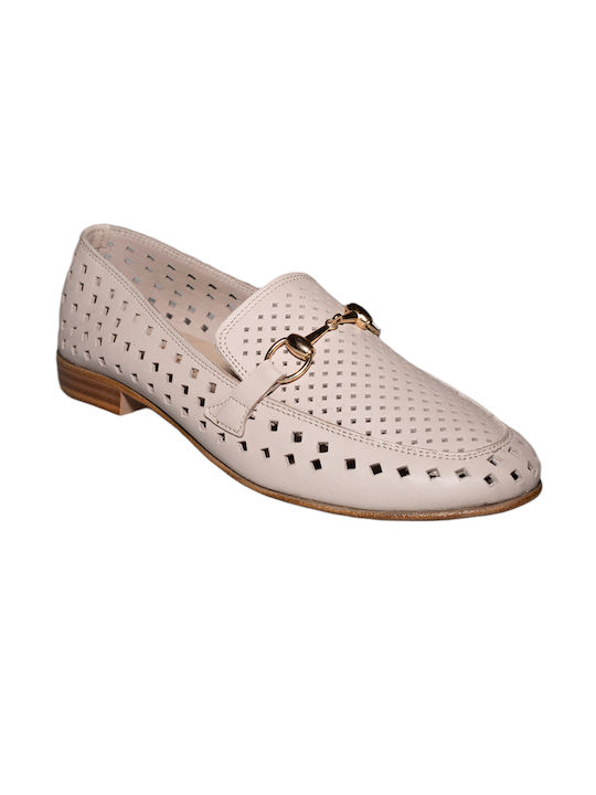 Mago Shoes 138-1766 Leder Damen Mokassins in Beige Farbe