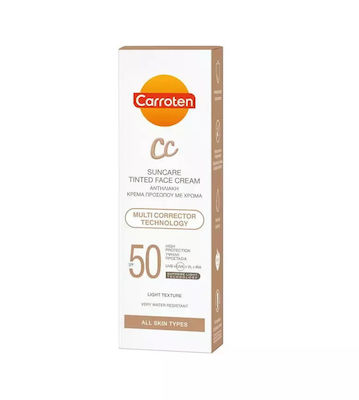 Carroten Cc Suncare Wasserfest Sonnenschutz Creme Für das Gesicht SPF50 mit Farbe 50ml