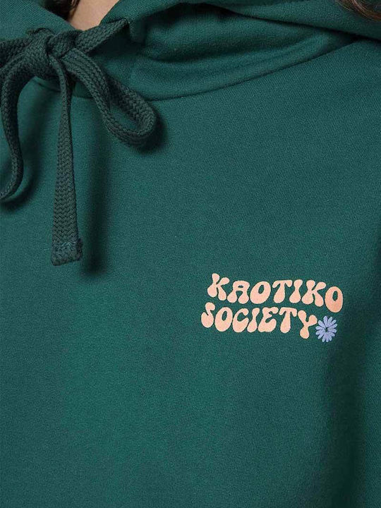 Hanorac oversized Kaotiko Don't Let Idiots verde Femei - AM005-01-M002