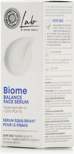 Natura Siberica Lab Biome Balance Moisturizing Serum Face with Niacinamide for Radiance & Acne 30ml