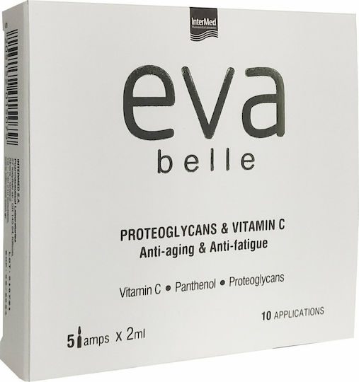 InterMed Eva Belle Anti-Aging and Anti-Fatigue Moisturizing & Anti-Aging Face Serum with Vitamin C & Panthenol for Detoxifying & Brightening 5x2ml