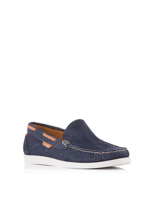 Antonio Shoes Men's Leather Moccasins Navy/White