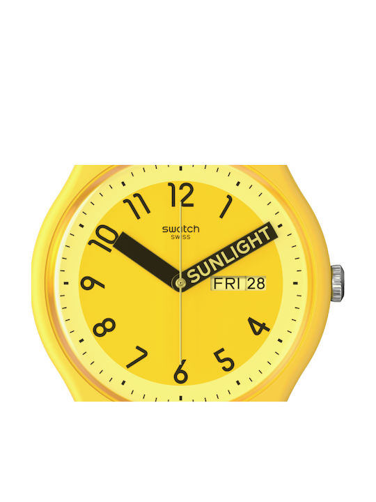 Swatch Proudly Дамски Часовник 34mm Кварцов с Жълт Каучуков Каишка