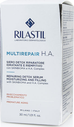 Rilastil Multirepair H.A. Moisturizing & Anti-aging Serum Face with Hyaluronic Acid for Detoxification & Firming 30ml