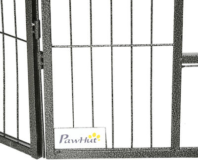 Pawhut Metallic Dog Park with 16 Articulated Steel Panels Black