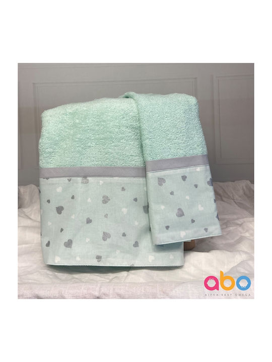abo Комплект бебешки кърпи 2бр Heart Mint 3074-800
