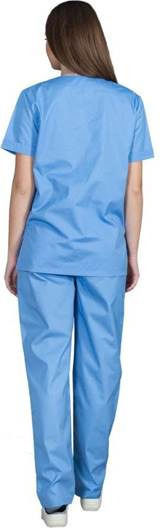 Alezi Classic Unisex Medical Pants and Blouse Set Light Blue Cotton and Polyester