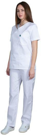 Alezi Classic Unisex Σετ Ιατρικό Παντελόνι και Μπλούζα Λευκό από Βαμβάκι και Πολυεστέρα
