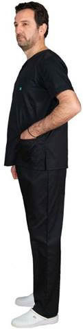 Alezi Classic Unisex Σετ Ιατρικό Παντελόνι και Μπλούζα Μαύρο από Βαμβάκι και Πολυεστέρα