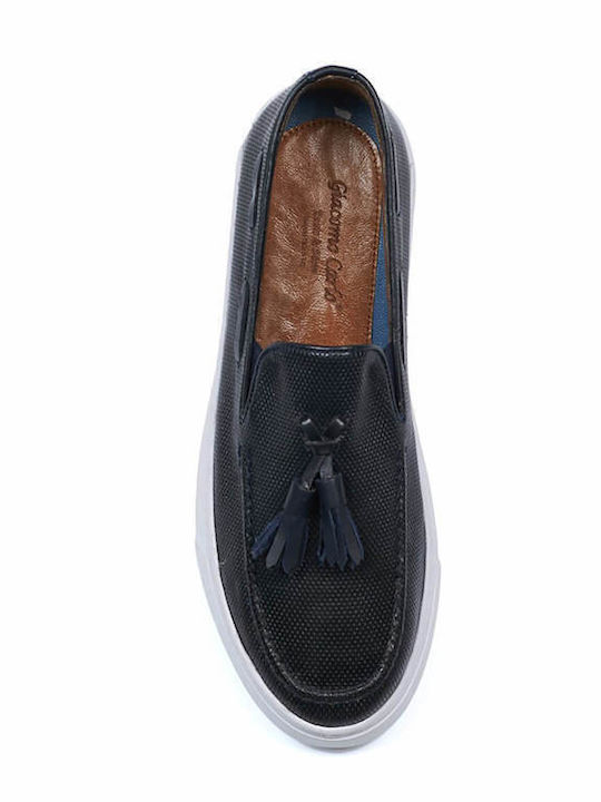 BY884 Men's Leather Moccasins Blue
