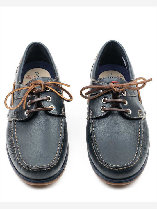 7625 Δερμάτινα Ανδρικά Boat Shoes σε Μπλε Χρώμα