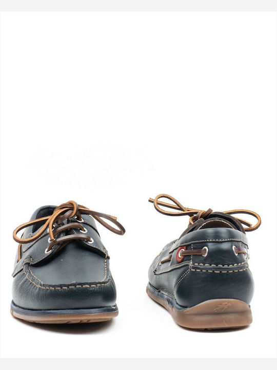 7625 Δερμάτινα Ανδρικά Boat Shoes σε Μπλε Χρώμα
