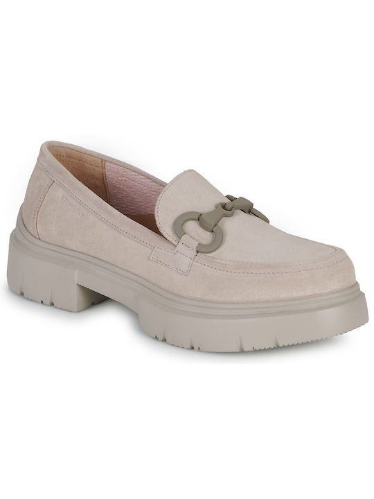 Stonefly Leather Women's Loafers in Beige Color