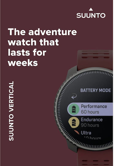 Suunto Vertical Stainless Steel 49mm Smartwatch with Heart Rate Monitor (Black Ruby)