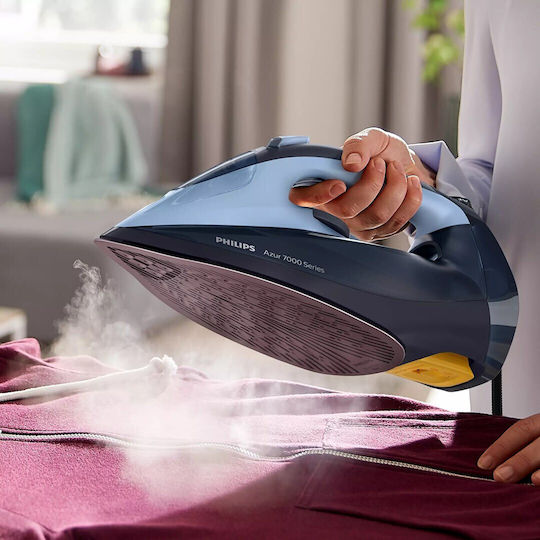 Philips Steam Iron 2800W with Non-stick Plate and Continuous Steam Supply 50g/min Light/Dark Blue