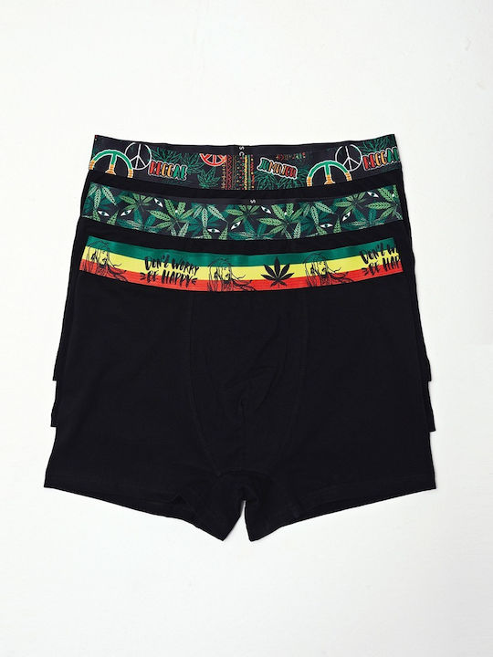 Jamaica Ανδρικά Μποξεράκια Μαύρα 3Pack