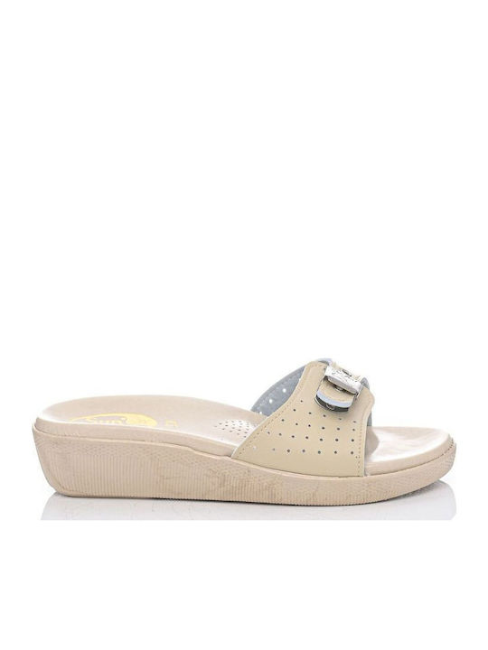 Anatomische Damen Hausschuhe Beiges Leder