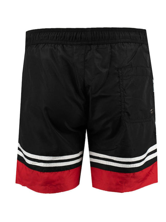 Costum De Baie Bărbați Bermude Negre Cu Dungi