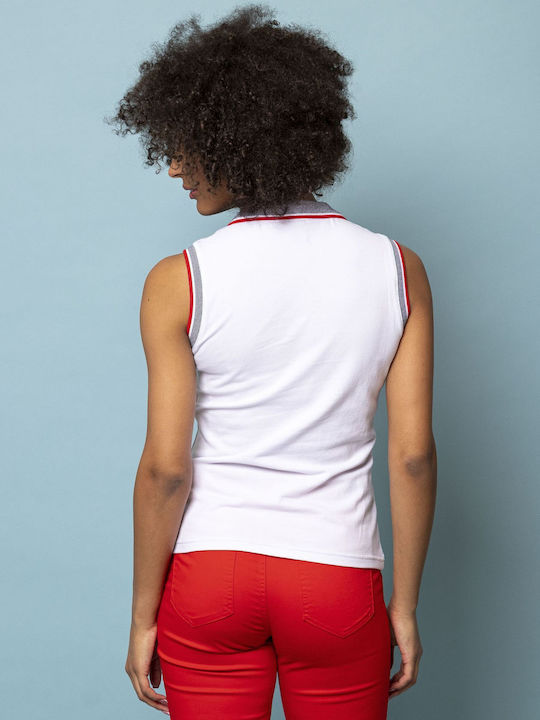 Heavy Tools Women's Athletic Cotton Blouse Sleeveless White