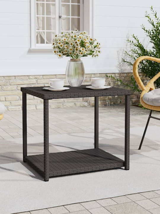 Black Synthetic Auxiliary Outdoor Rattan Table Black 55x45x49cm