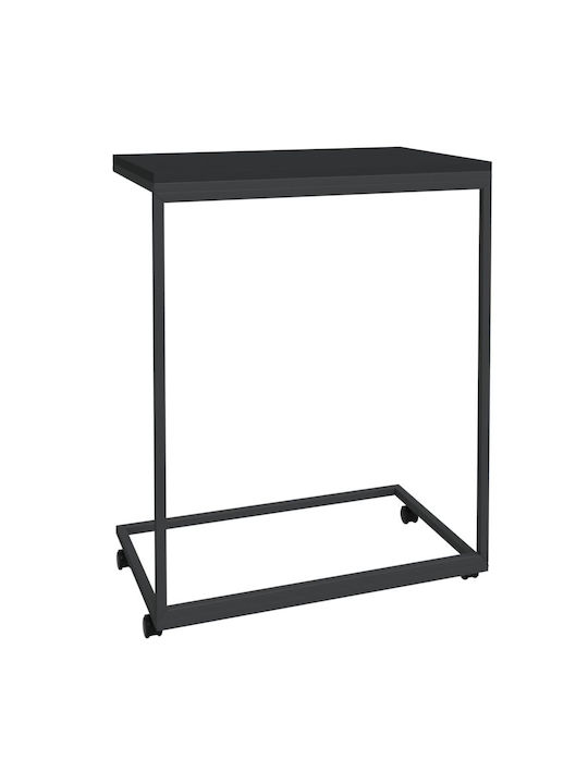 Rectangular Side Wooden Coffee Table with Black Wheels W55xL35xH70cm