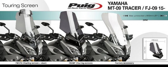 Puig Motorcycle Windshield & Windscreen Tinted Visor for Yamaha MT-09 7646F