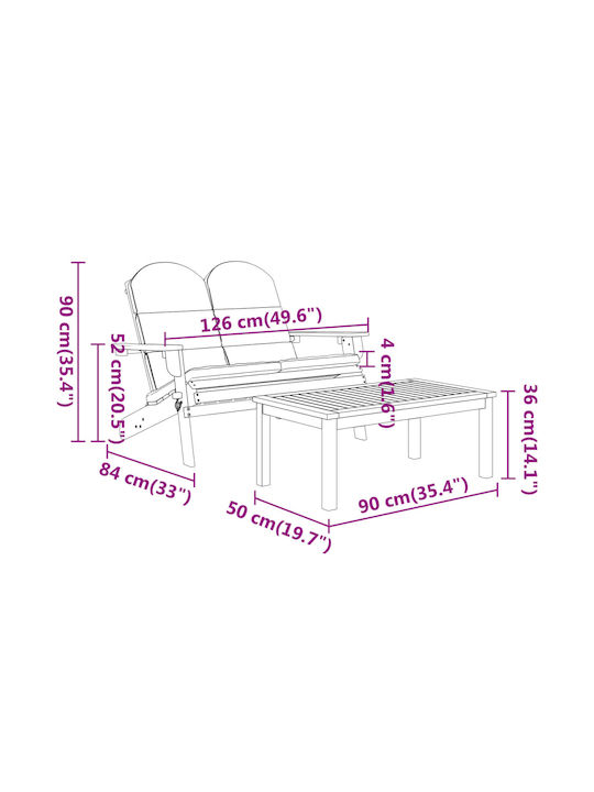 Garden & Outdoor Furniture Sets Sofa Set 2 Pieces Acacia with Pillows