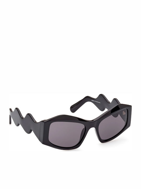 GCDS Women's Sunglasses with Black Plastic Frame and Gray Lens GD0023 01A