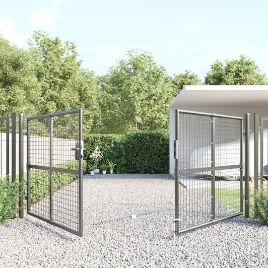 vidaXL Μεταλλική Πόρτα Φράχτη σε Γκρι Χρώμα 1.75x3m