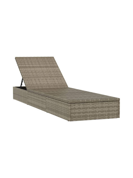 Sunbed Single Rattan with Cushion Gray 201x55x62cm.