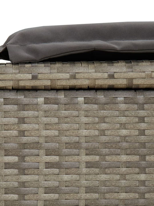 Sunbed Single Rattan with Cushion Gray 201x55x62cm.