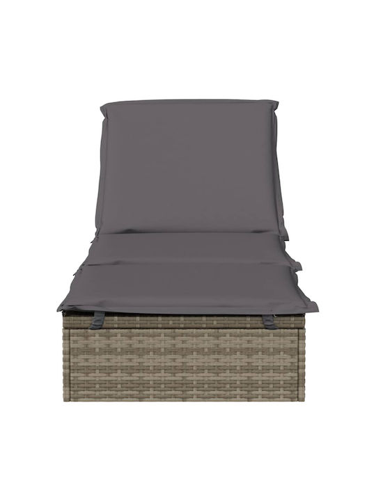 Sunbed Single Rattan with Cushion Gray 201x55x62cm.