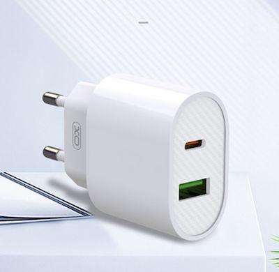 Treqa Charger Without Cable with USB-A Port and USB-C Port 20W White (CH-634)