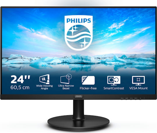 Philips V Line 241V8LA VA Monitor 23.8" FHD 1920x1080 με Χρόνο Απόκρισης 4ms GTG