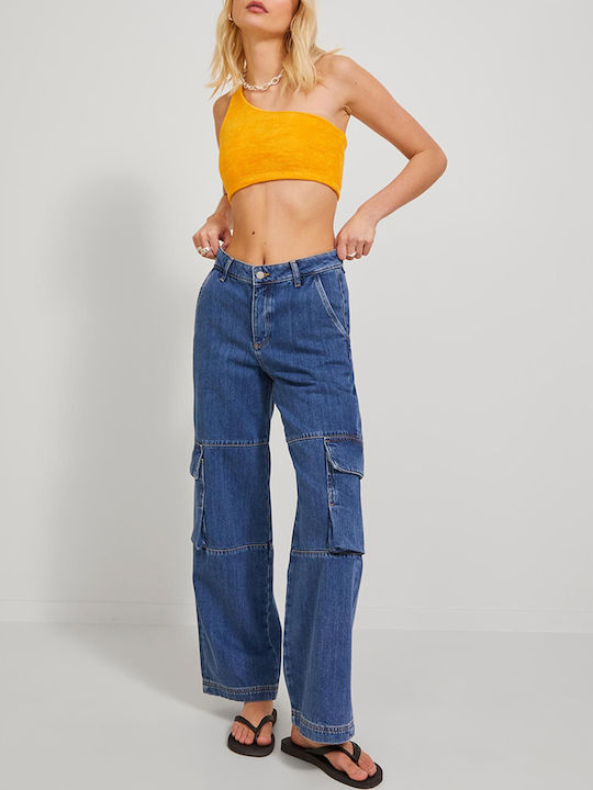 Jack & Jones Damen Sommer Crop Top Baumwolle mit einem Schulter Orange