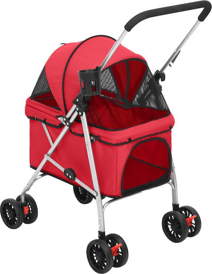 vidaXL Dog/Cat Carrying Red Stroller L76xW50xH100cm