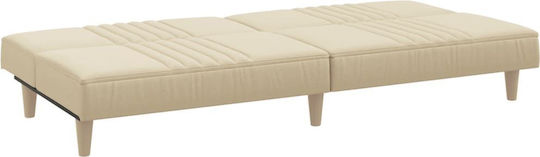 Three-Seater Couch Bed Cream 200x89x33 cm