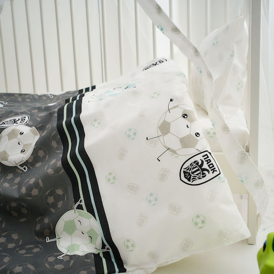 Vesta Home Baby Duvet Cover Set With Pillowcase Paok Black 120x165cm
