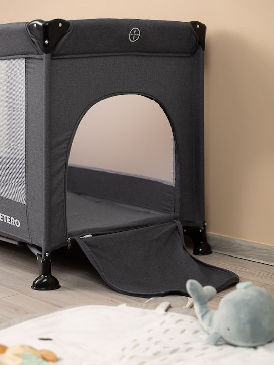 Caretero Basic Кошара за игра с Матрак Сив 126x65см