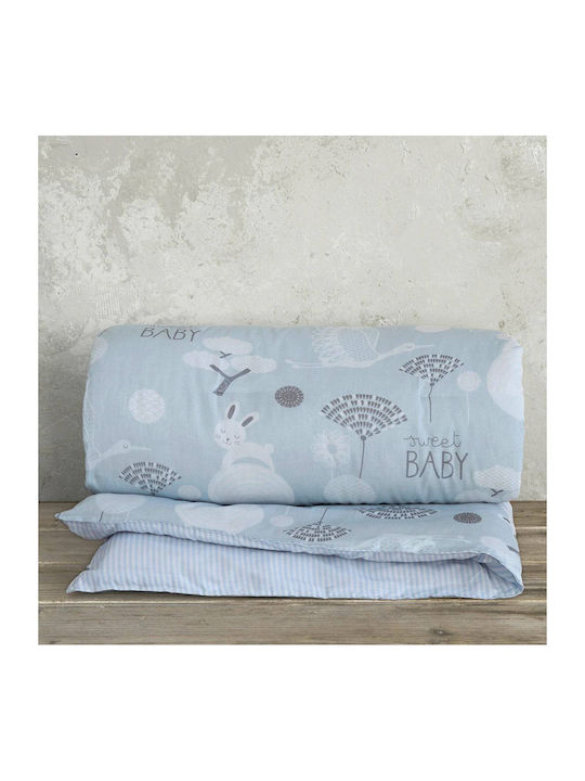 Nima Cotton Baby Quilt Sunny Bunny 100x140cm Light Blue