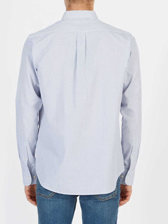 La Martina Men's Shirt Long Sleeve Checked Light Blue