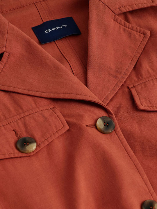 Women's Orange Coat with Buttons