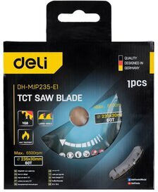 Deli DH-MJP235-E1 Cutting Disc Wood 235mm with 60 Teeth 1pcs