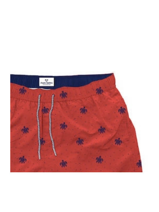 Double Herren Badebekleidung Shorts Rot mit Mustern