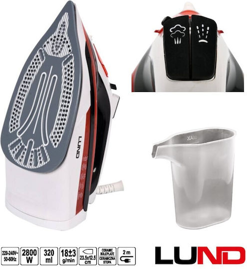 Lund Steam Iron 2800W with Ceramic Plate and Continuous Steam Supply 18g/min