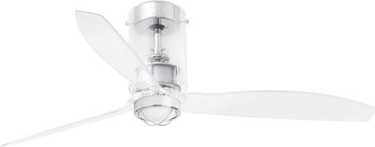 Faro Barcelona Mini Tube Fan M 3000K Ceiling Fan 128cm with Light Fixture Transparent