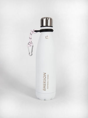 Emerson Double Wall Vacuum Bottle Bottle Thermos Stainless Steel BPA Free White 500ml with Straw 211.EU99.02-WHITE