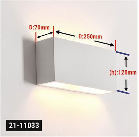 Adeleq Modern Lamp Wall with Socket G9 White 25x25x70cm